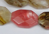 CCY231 15.5 inches 20*30mm faceted octagonal volcano cherry quartz beads