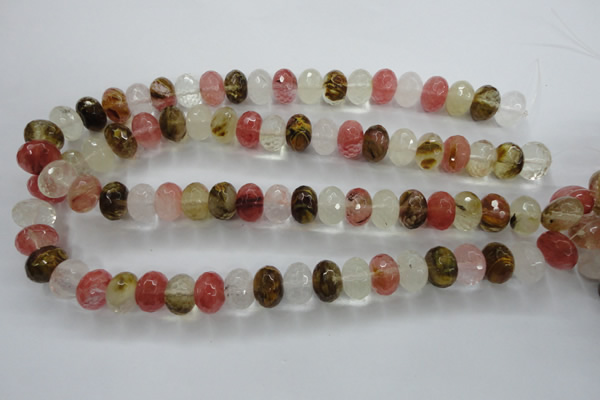 CCY404 15.5 inches 10*14mm faceted rondelle volcano cherry quartz beads