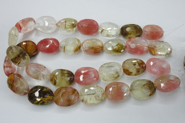 CCY444 15.5 inches 20*26mm faceted freeform volcano cherry quartz beads