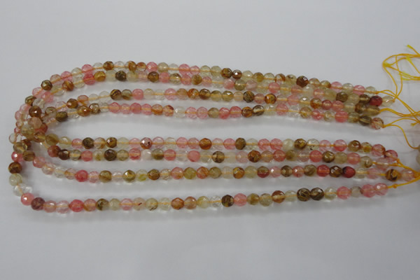 CCY501 15.5 inches 6mm faceted round volcano cherry quartz beads