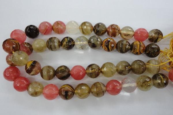CCY507 15.5 inches 18mm faceted round volcano cherry quartz beads