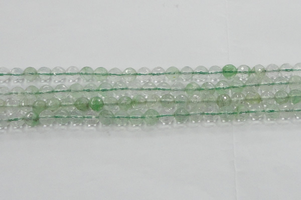 CCY612 15.5 inches 8mm faceted round green cherry quartz beads