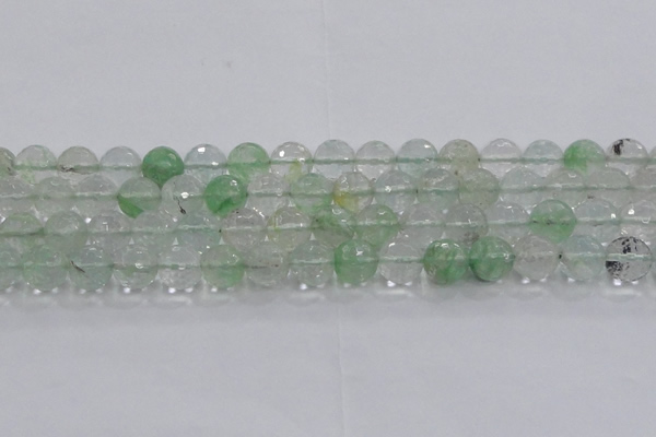 CCY615 15.5 inches 14mm faceted round green cherry quartz beads