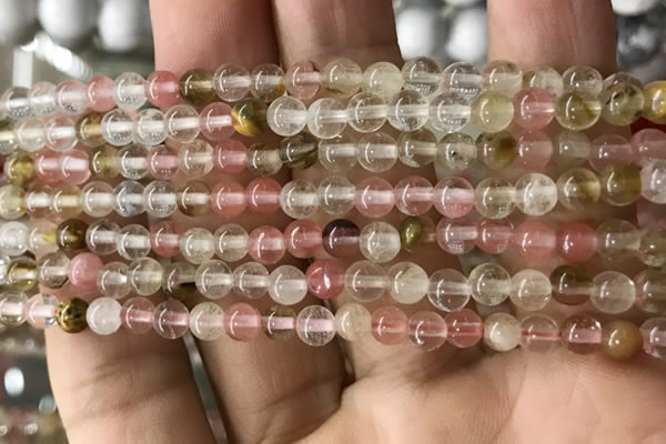 CCY630 15.5 inches 4mm round volcano cherry quartz beads wholesale