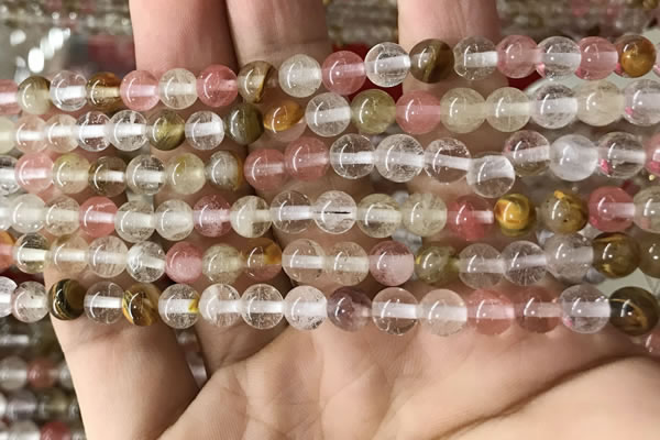 CCY631 15.5 inches 6mm round volcano cherry quartz beads wholesale