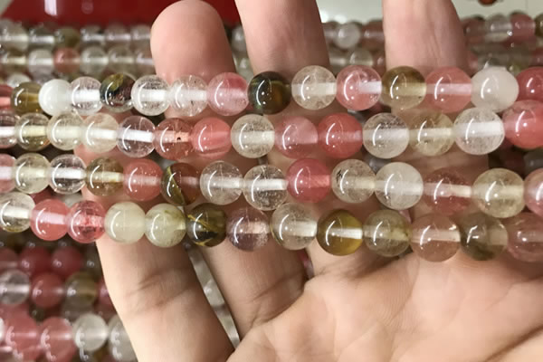 CCY632 15.5 inches 8mm round volcano cherry quartz beads wholesale