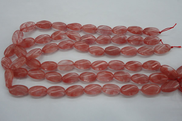 CCY70 15.5 inches 12*20mm twisted oval cherry quartz beads wholesale