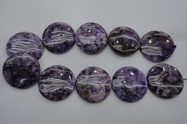 CDA318 15.5 inches 40mm flat round dyed dogtooth amethyst beads