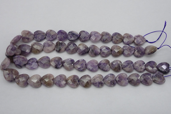 CDA325 15.5 inches 16*16mm faceted heart dyed dogtooth amethyst beads