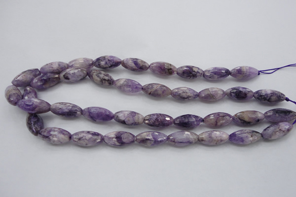 CDA334 15.5 inches 10*20mm faceted rice dyed dogtooth amethyst beads