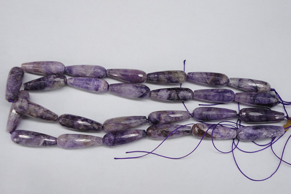 CDA341 15.5 inches 10*30mm faceted teardrop dyed dogtooth amethyst beads