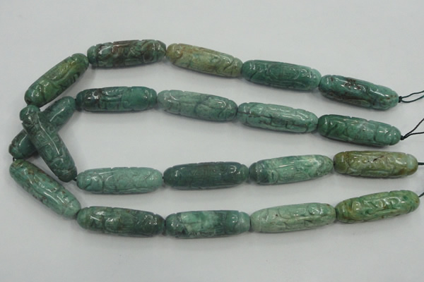 CDB12 12*40mm carved cylinder natural new dragon blood jasper beads