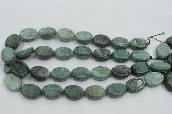 CDB14 15.5 inches 18*25mm carved oval natural new dragon blood jasper beads