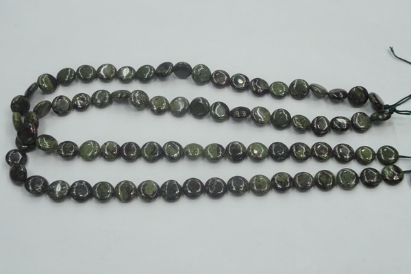 CDB205 15.5 inches 10mm flat round natural dragon blood jasper beads