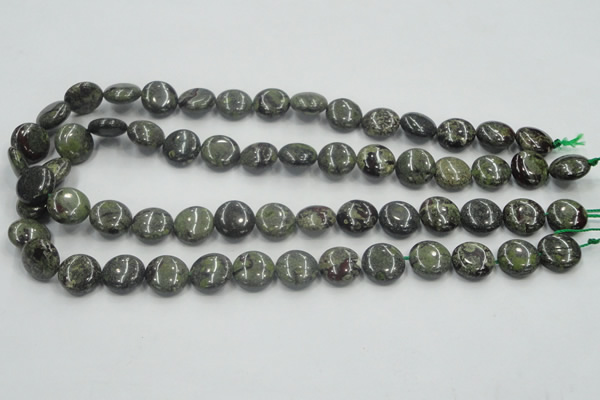 CDB207 15.5 inches 14mm flat round natural dragon blood jasper beads