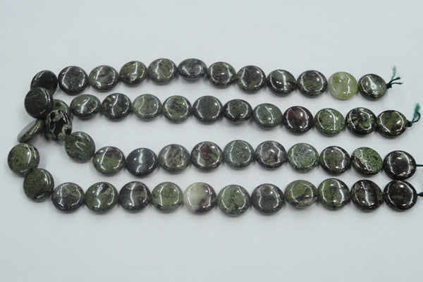 CDB208 15.5 inches 16mm flat round natural dragon blood jasper beads
