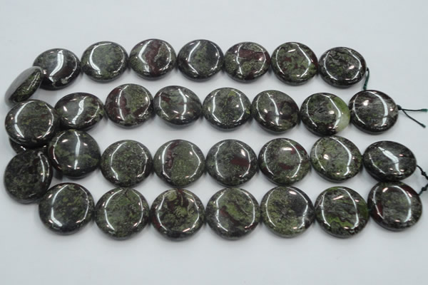 CDB210 15.5 inches 25mm flat round natural dragon blood jasper beads