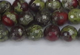 CDB330 15.5 inches 8mm faceted round A grade dragon blood jasper beads