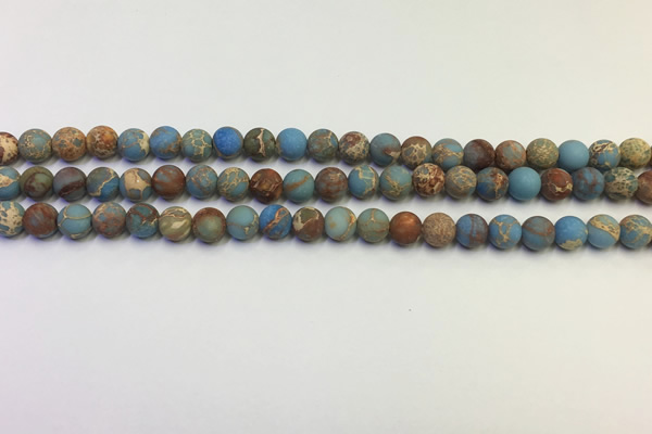 CDE1030 15.5 inches 4mm round matte sea sediment jasper beads