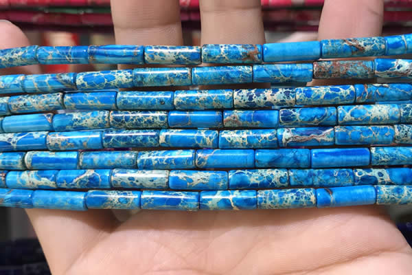 CDE1104 15.5 inches 4*13mm tube sea sediment jasper beads