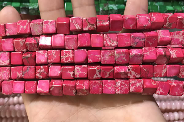 CDE1112 15.5 inches 8*8mm cube sea sediment jasper beads