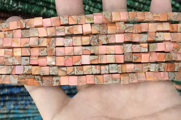 CDE1200 15.5 inches 4.5mm - 5mm cube sea sediment jasper beads