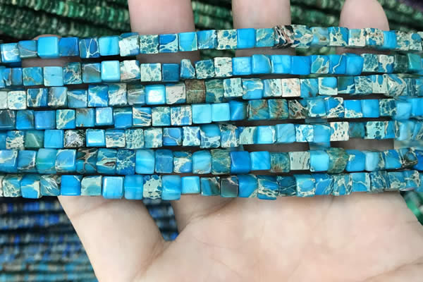 CDE1203 15.5 inches 4.5mm - 5mm cube sea sediment jasper beads
