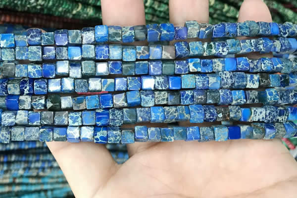 CDE1204 15.5 inches 4.5mm - 5mm cube sea sediment jasper beads