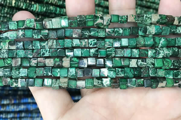 CDE1206 15.5 inches 4.5mm - 5mm cube sea sediment jasper beads