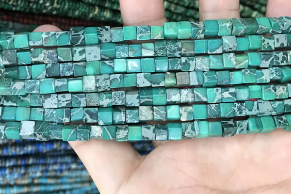 CDE1207 15.5 inches 4.5mm - 5mm cube sea sediment jasper beads
