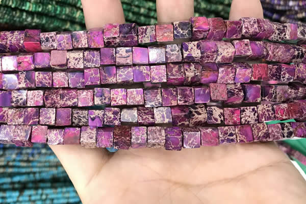 CDE1211 15.5 inches 6mm - 6.5mm cube sea sediment jasper beads