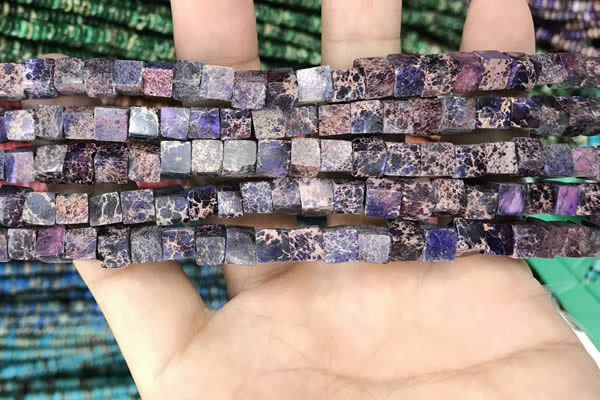 CDE1212 15.5 inches 6mm - 6.5mm cube sea sediment jasper beads
