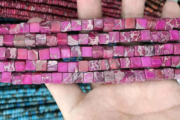 CDE1213 15.5 inches 6mm - 6.5mm cube sea sediment jasper beads