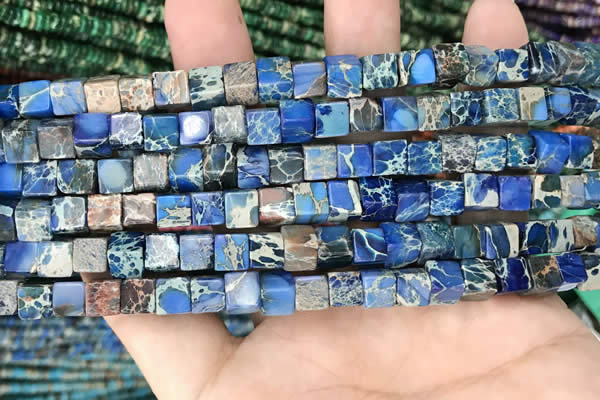 CDE1215 15.5 inches 6mm - 6.5mm cube sea sediment jasper beads