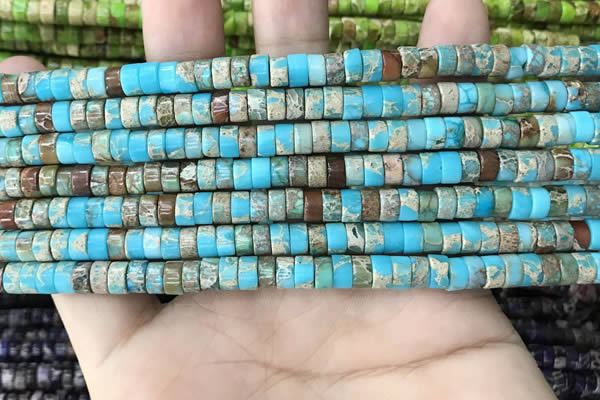 CDE1233 15.5 inches 3*6mm heishi sea sediment jasper beads