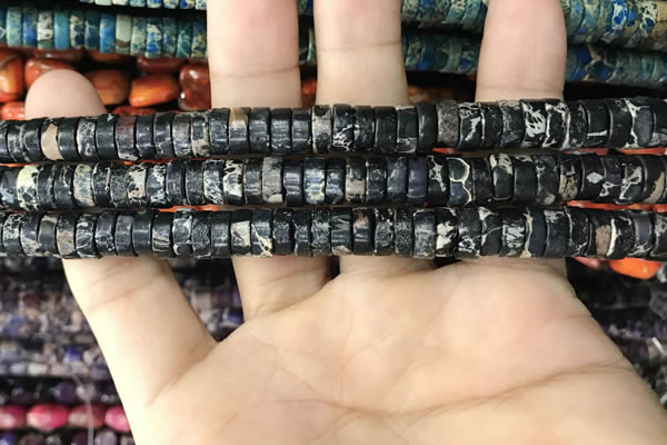 CDE1242 15.5 inches 3*8mm heishi sea sediment jasper beads