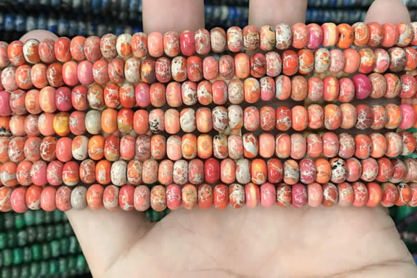 CDE1261 15.5 inches 4*6mm rondelle sea sediment jasper beads