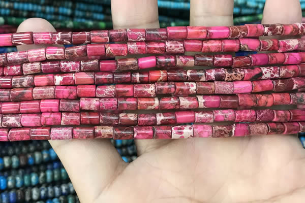 CDE1300 15.5 inches 4*6mm tube sea sediment jasper beads