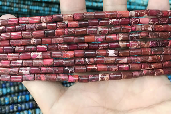 CDE1301 15.5 inches 4*6mm tube sea sediment jasper beads