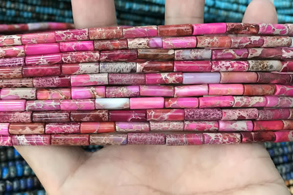 CDE1311 15.5 inches 4*13mm tube sea sediment jasper beads