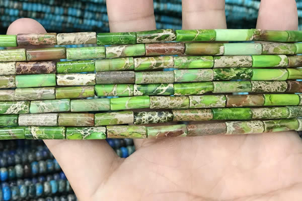 CDE1312 15.5 inches 4*13mm tube sea sediment jasper beads