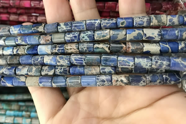 CDE1322 15.5 inches 6*8mm tube sea sediment jasper beads