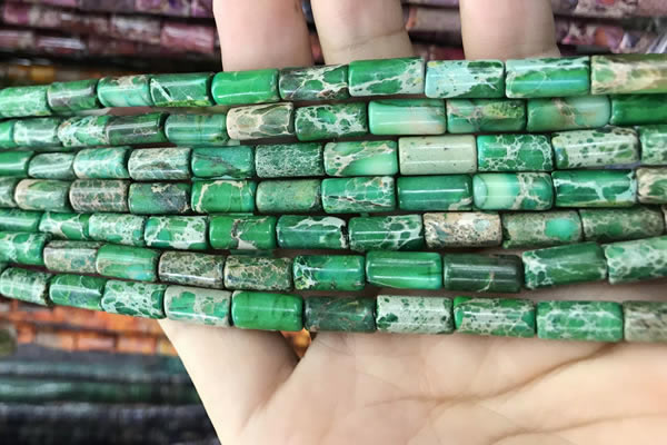 CDE1331 15.5 inches 6*12mm tube sea sediment jasper beads