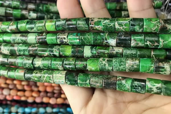 CDE1343 15.5 inches 8*8mm tube sea sediment jasper beads