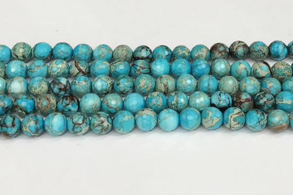 CDE1387 15.5 inches 10mm faceted round sea sediment jasper beads