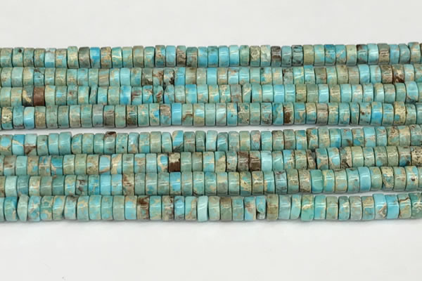 CDE1406 15.5 inches 3*4mm heishi sea sediment jasper beads wholesale