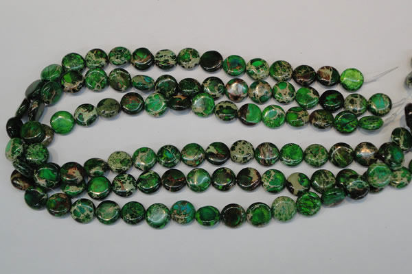 CDE170 15.5 inches 12mm flat round dyed sea sediment jasper beads