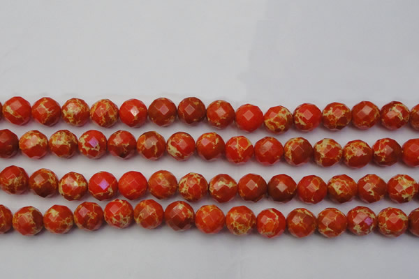 CDE2104 15.5 inches 14mm faceted round dyed sea sediment jasper beads