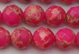 CDE2114 15.5 inches 14mm faceted round dyed sea sediment jasper beads