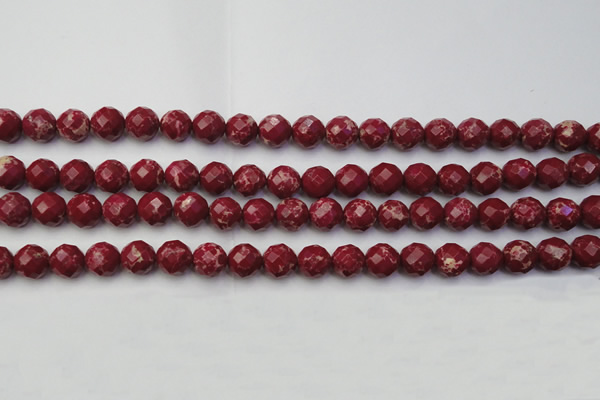 CDE2132 15.5 inches 10mm faceted round dyed sea sediment jasper beads